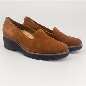 Vionic Willa Wedge Loafers Women’s 10 Toffee Suede Slip-On Comfort Shoes